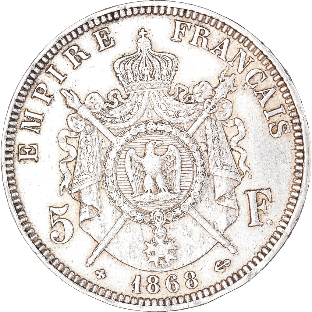 Coin, France, Napoleon III, 5 Francs, 1868, Strasbourg, EF(40-45), Silver