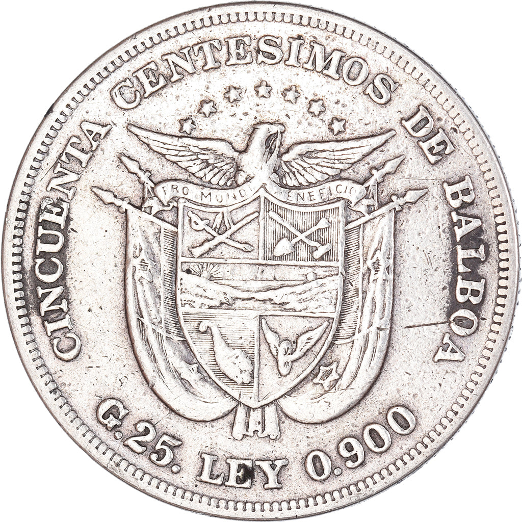 Moneda, Panamá, 50 Centesimos, 1904, MBC, Plata, KM:5