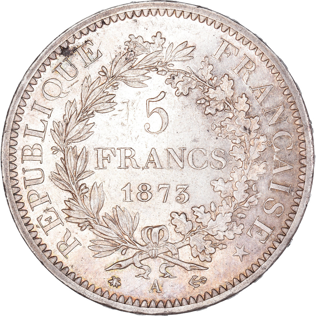 Moneda, Francia, Hercule, 5 Francs, 1873, Paris, MBC+, Plata, KM:820.1