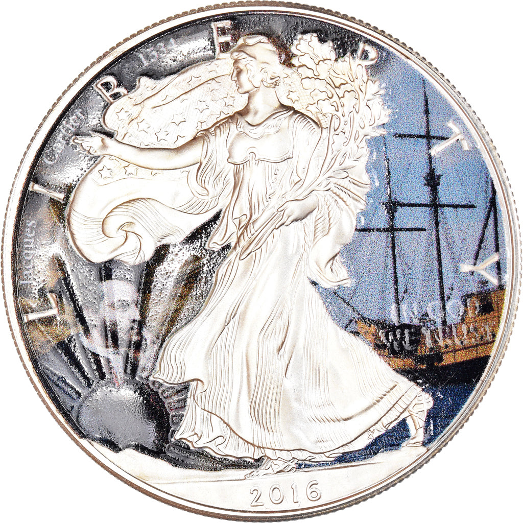 Coin, United States, Silver Eagle, Dollar, 2016, Philadelphia, Colourized