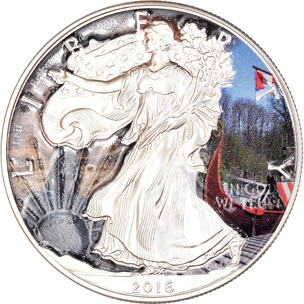 Coin, United States, Silver Eagle, Dollar, 2016, Philadelphia, Colourized