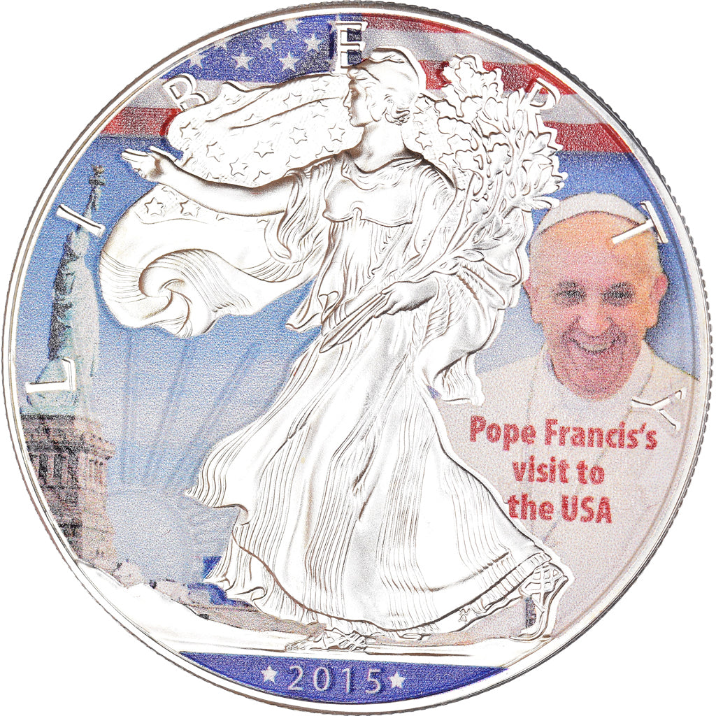 Coin, United States, Silver Eagle, Dollar, 2015, Philadelphia, Colourized