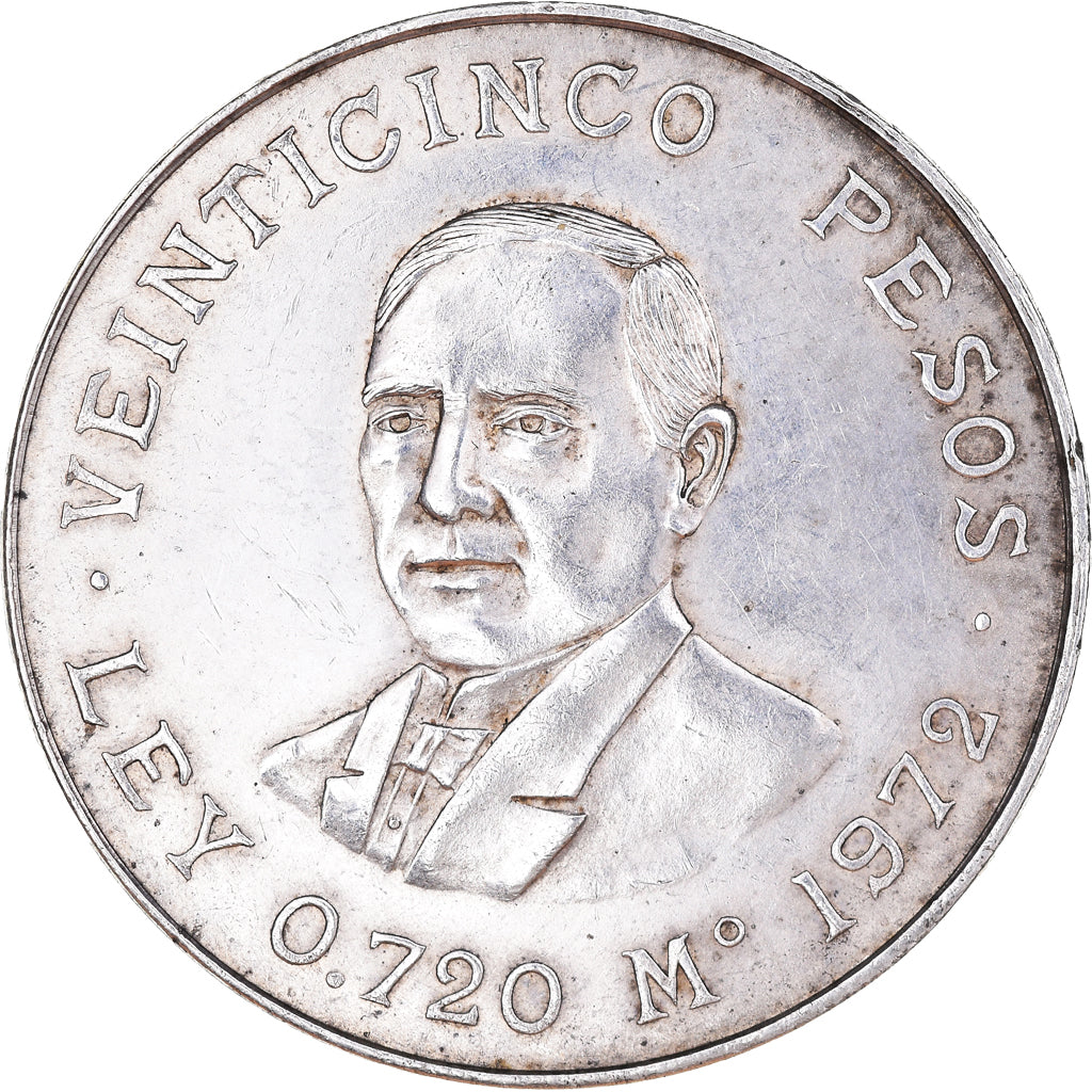 Moneda, México, 25 Pesos, 1972, Mexico City, MBC+, Plata, KM:480