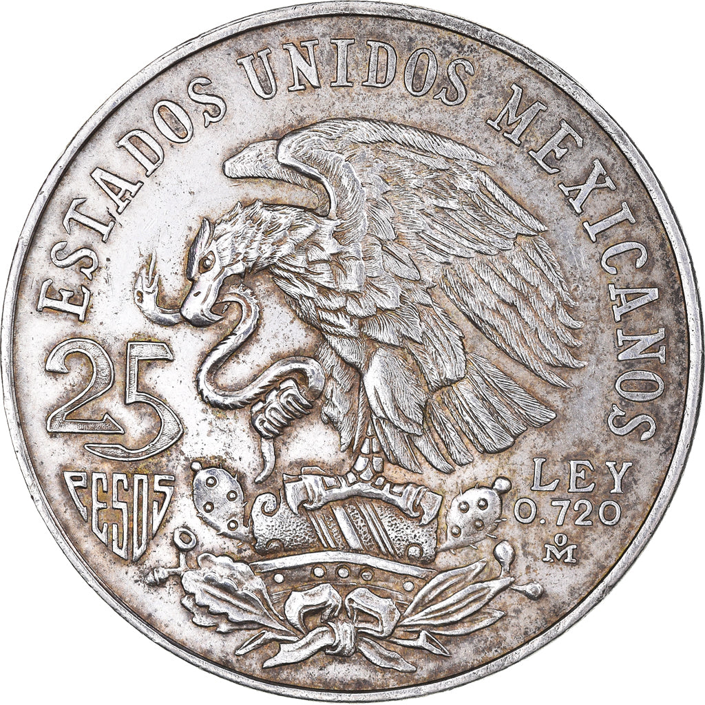 Coin, Mexico, 25 Pesos, 1968, AU(50-53), Silver, KM:479.1