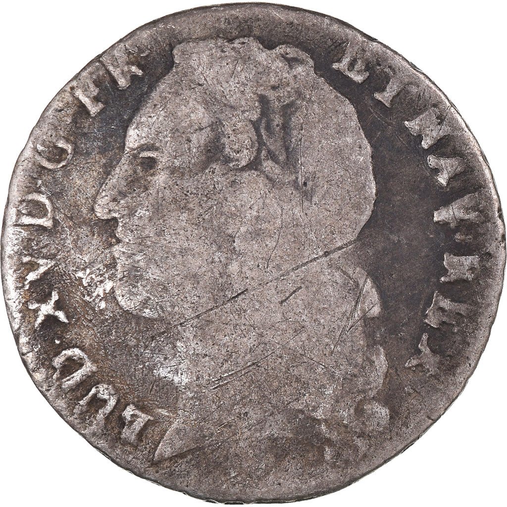 Moeda, França, Louis XV, 1/10 Écu au bandeau, 1769, Metz, F(12-15), Prata