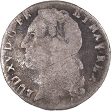 Moeda, França, Louis XV, 1/10 Écu au bandeau, 1769, Metz, F(12-15), Prata