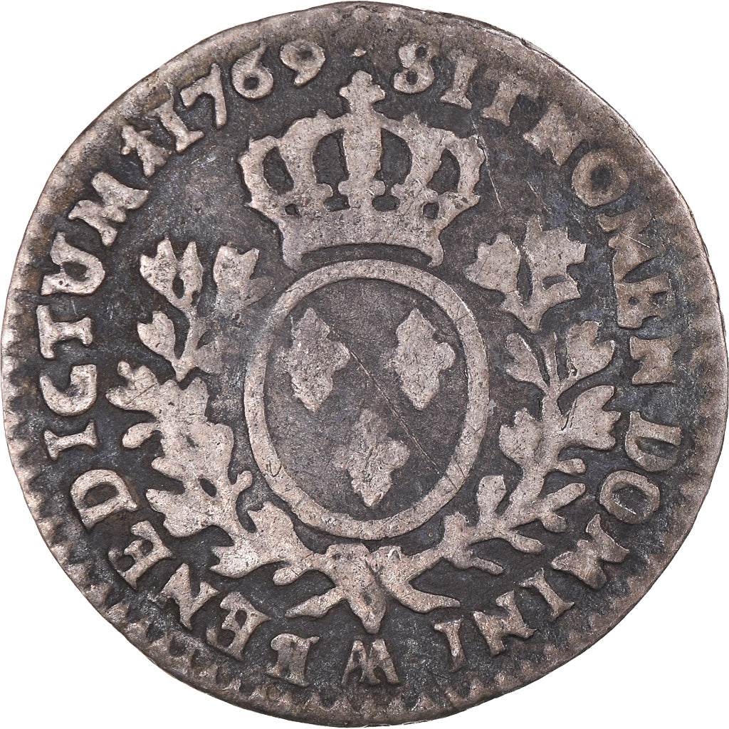 Moeda, França, Louis XV, 1/10 Écu au bandeau, 1769, Metz, F(12-15), Prata