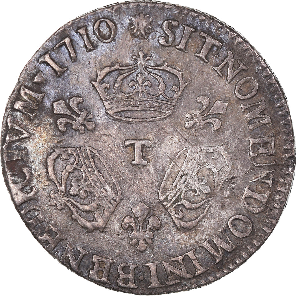 Moneta, Francia, Louis XIV, 1/10 Écu aux 3 couronnes, 1710, Nantes, BB