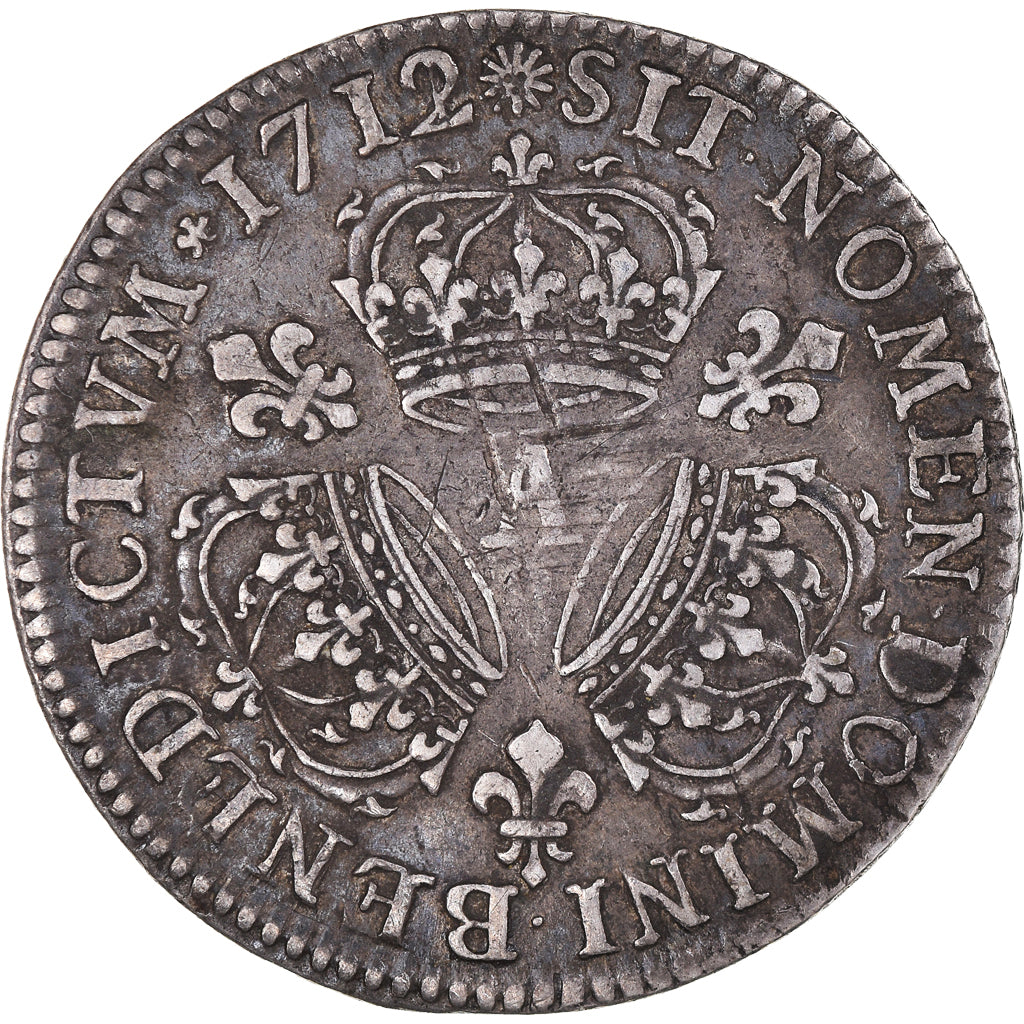 Moneta, Francja, Louis XIV, 1/4 Ecu aux 3 couronnes, 1712/11, Paris, EF(40-45)