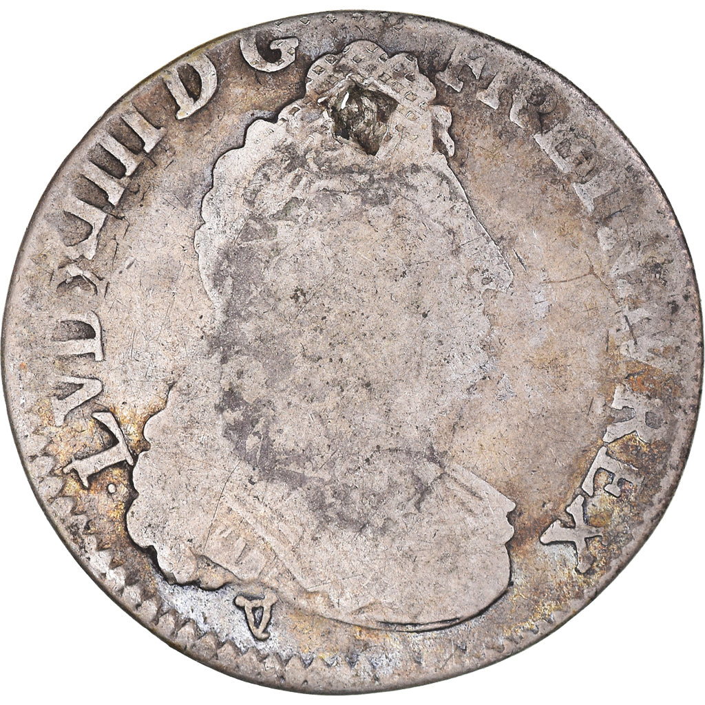 Munten, Frankrijk, Louis XIV, 1/4 Ecu aux 8 L, 1704, Dijon, Holed, ZG+, Zilver
