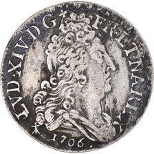 Munten, Frankrijk, Louis XIV, 10 Sols aux 4 couronnes, 1706, Metz, ZF, Zilver