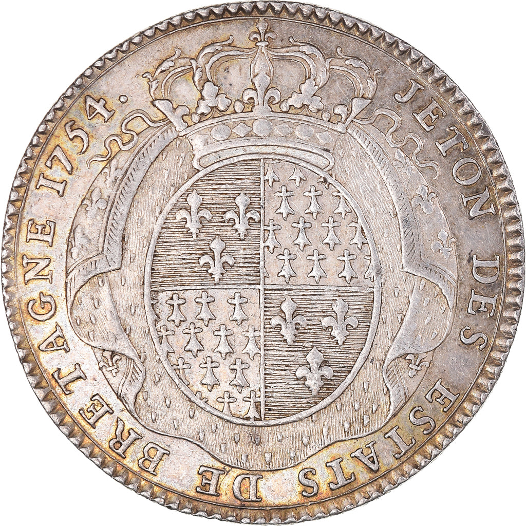 France, Token, États de Bretagne, États de Rennes, 1754, AU(50-53), Silver