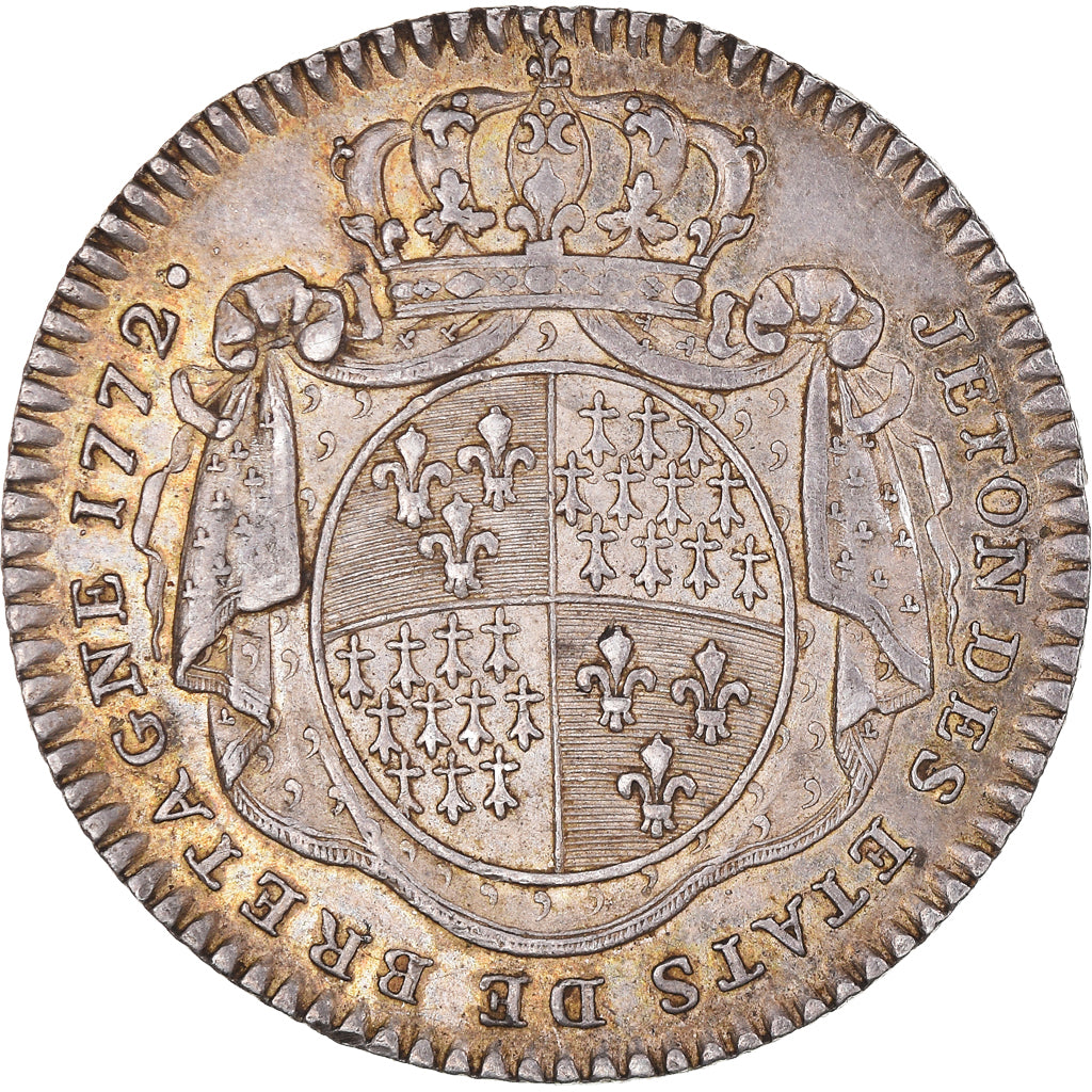 Francia, zeton, Louis XV, États de Bretagne, États de Rennes, 1772, MBC+