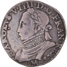 Moeda, França, Charles IX, Teston, 1574, Toulouse, VF(30-35), Prata