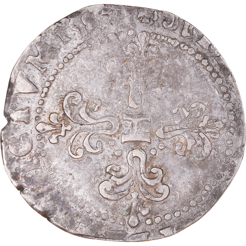 Coin, France, Henri III, 1/2 Franc au col plat, 1587, Narbonne, Rare, VF(30-35)