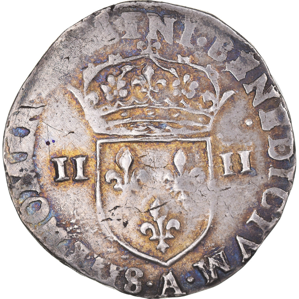 Münze, Frankreich, Henri III, 1/4 Ecu, 1589, Paris, SS, Silber, Sombart:4662