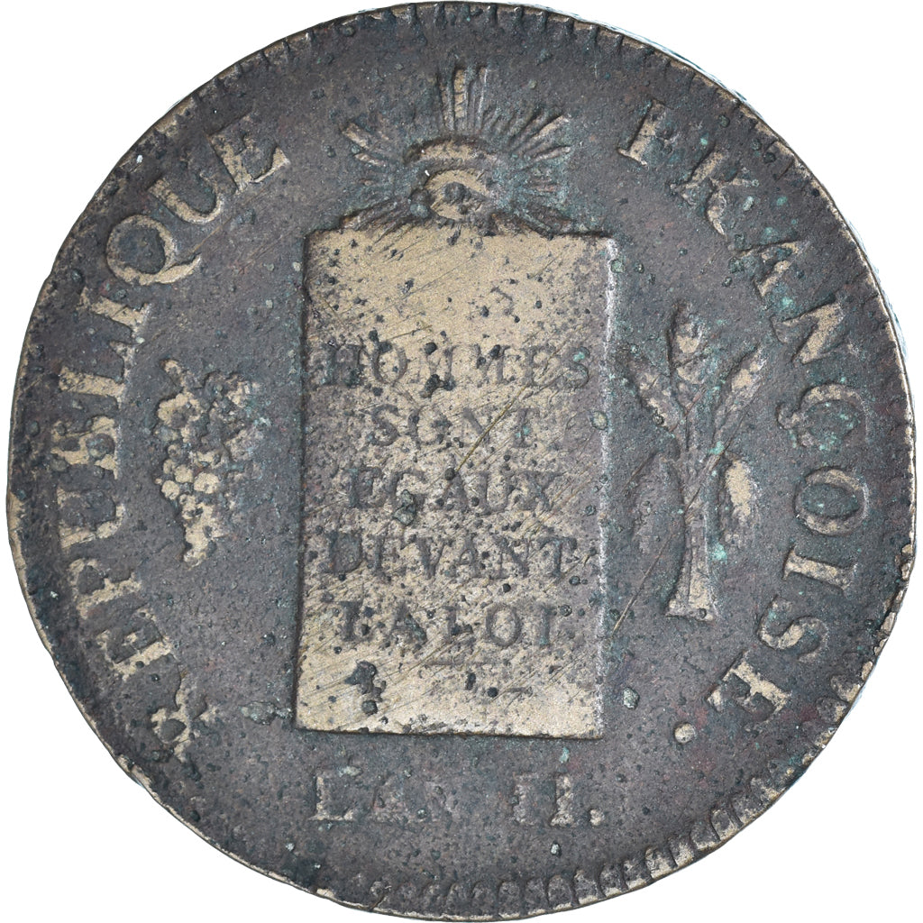 Coin, France, 2 sols à la Balance, 1793, Strasbourg, VF(30-35), Bronze