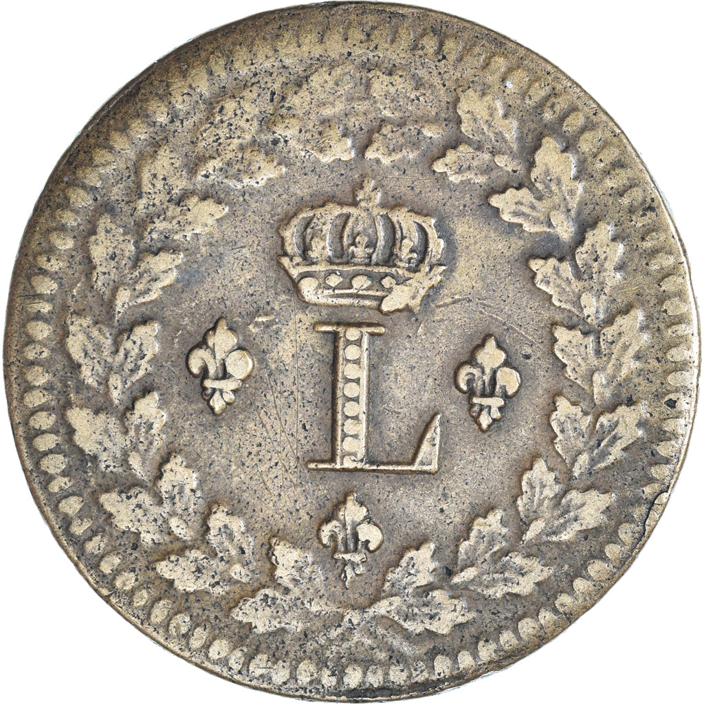 Moneta, Francja, Louis XVIII, Decime, 1814, Strasbourg, AU(50-53), Brązowy