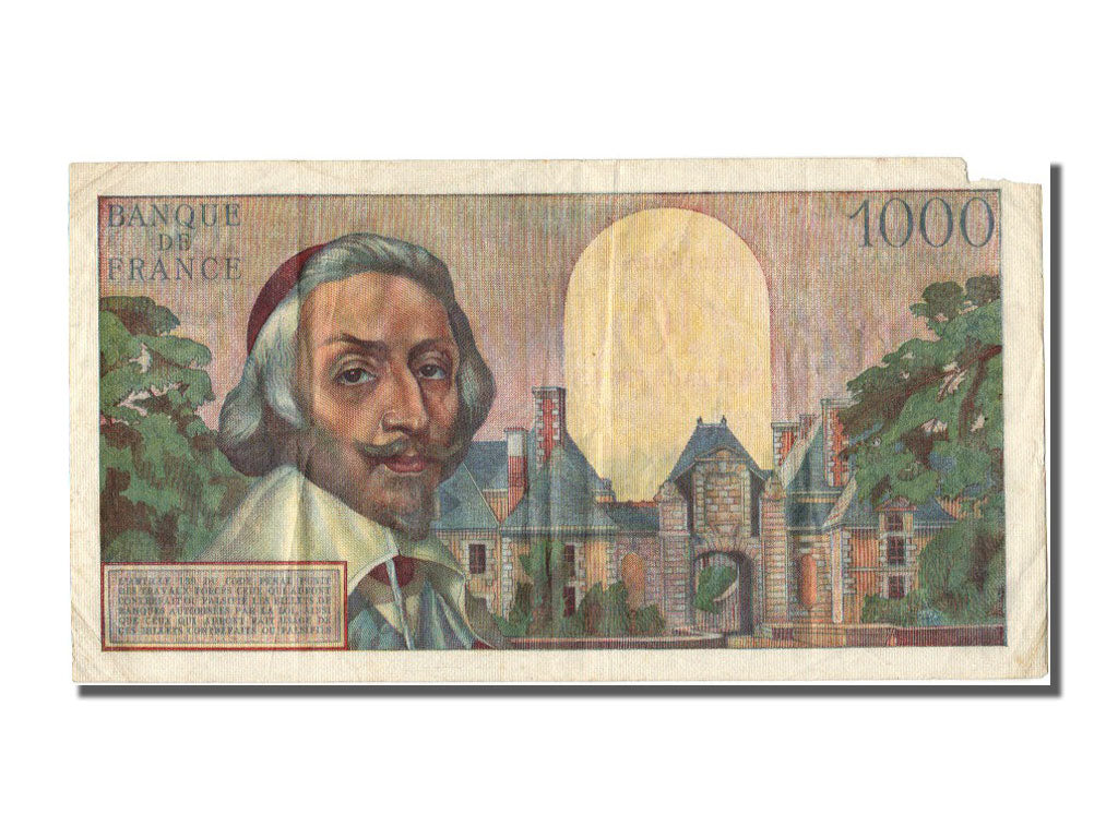 France, 1000 Francs, 1955-1959 Overprinted with ''Nouveaux Francs'', 1957, KM...