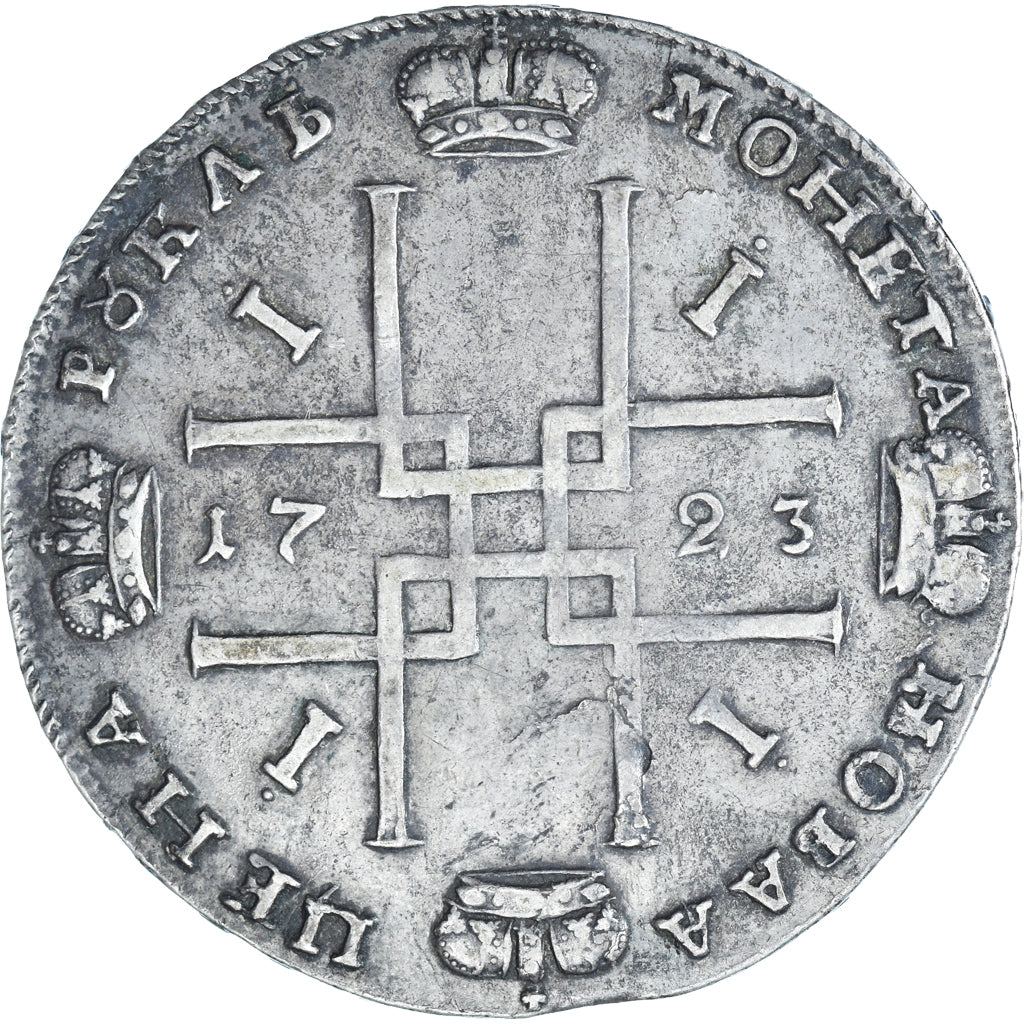 Coin, Russia, Peter I, Rouble, 1723, Moscow, VF(30-35), Silver, KM:162.3