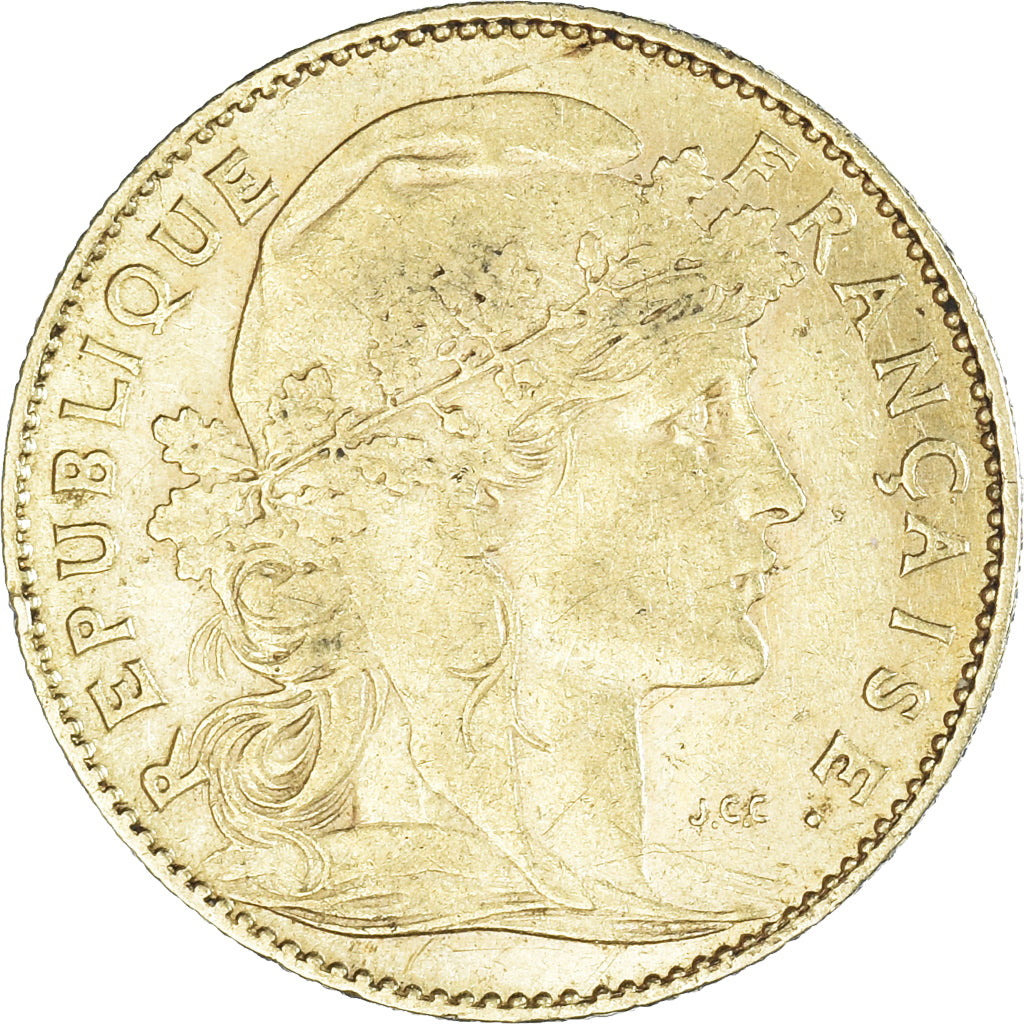 Moeda, França, Marianne, 10 Francs, 1901, Paris, EF(40-45), Dourado, KM:846