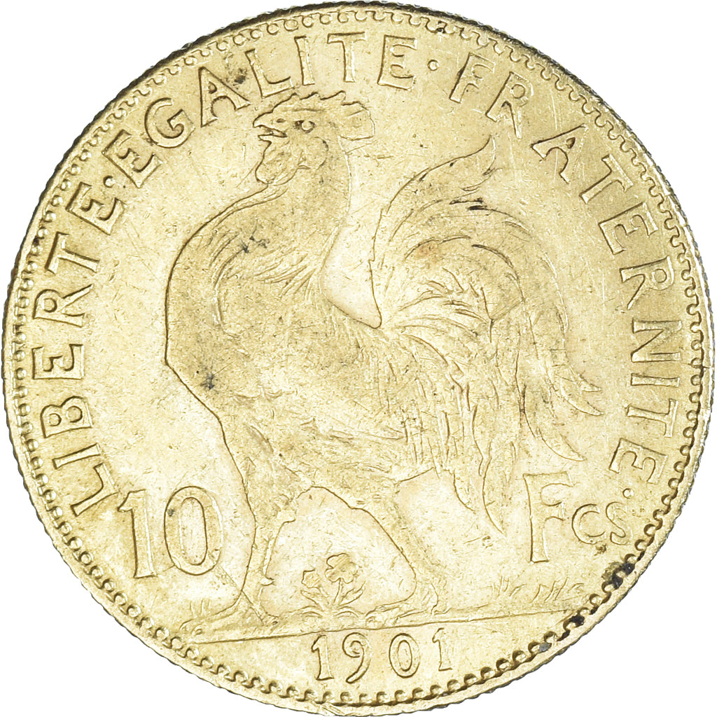 Moeda, França, Marianne, 10 Francs, 1901, Paris, EF(40-45), Dourado, KM:846
