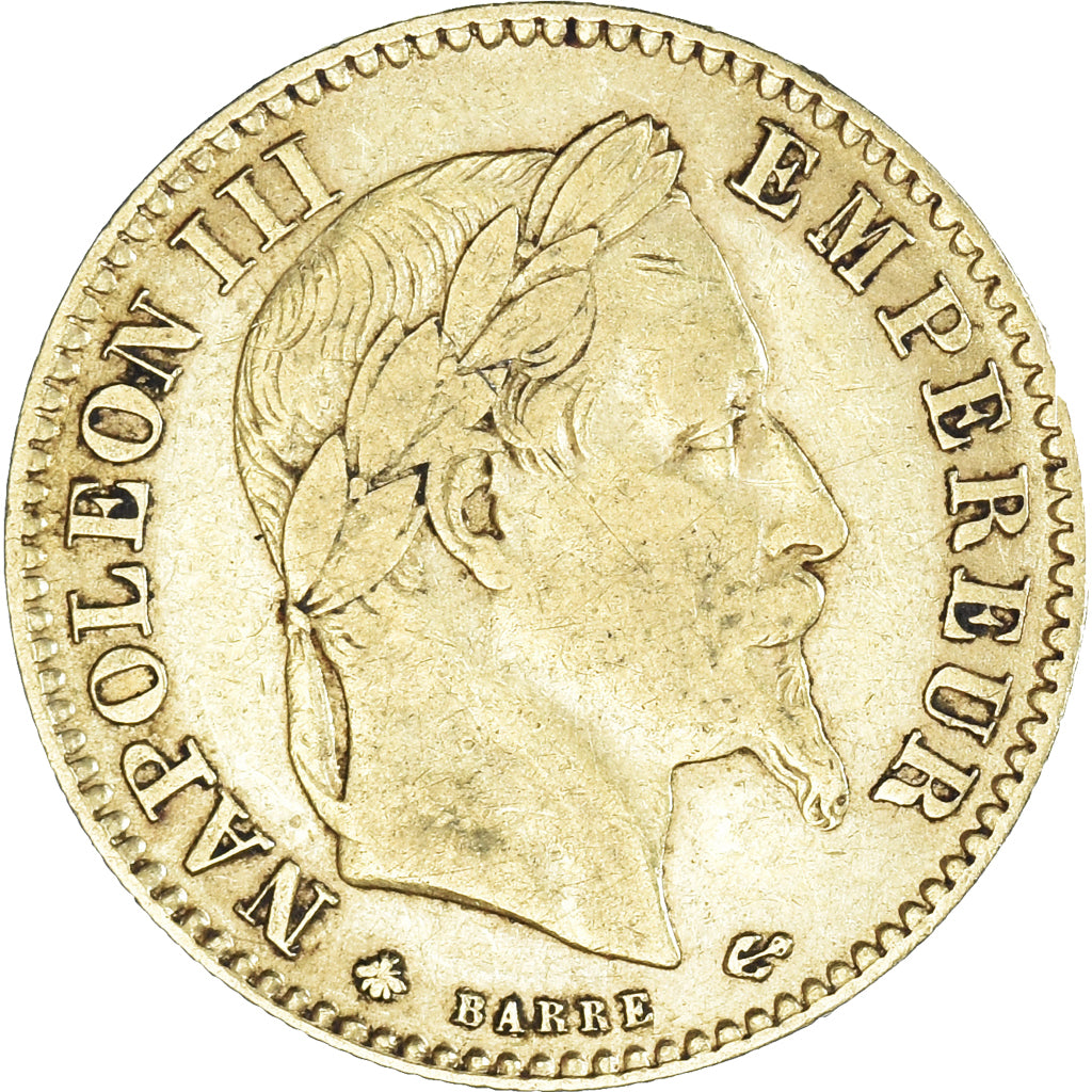 Moneta, Francia, Napoleon III, 10 Francs, 1864, Paris, MB+, Oro, KM:800.1