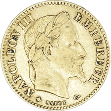 Moneta, Francia, Napoleon III, 10 Francs, 1864, Paris, MB+, Oro, KM:800.1