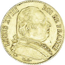 Moneta, Francja, Louis XVIII, 20 Francs, 1815, Paris, EF(40-45), Złoto