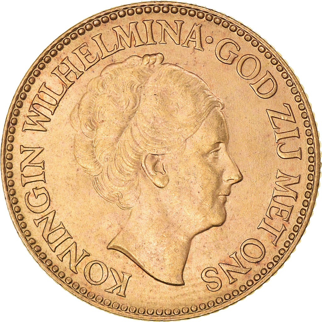 Coin, Netherlands, Wilhelmina I, 10 Gulden, 1932, Utrecht, MS(60-62), Gold