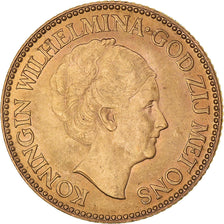 Coin, Netherlands, Wilhelmina I, 10 Gulden, 1933, MS(60-62), Gold, KM:162