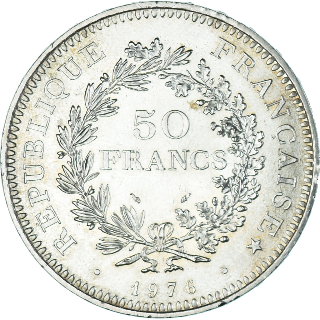 Coin, France, Hercule, 50 Francs, 1976, Paris, MS(60-62), Silver, KM:941.1