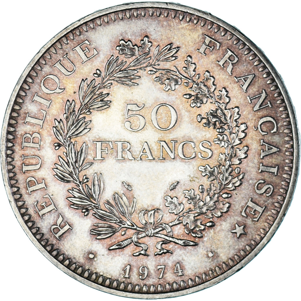 Coin, France, Hercule, 50 Francs, 1974, Paris, AU(55-58), Silver, KM:941.1