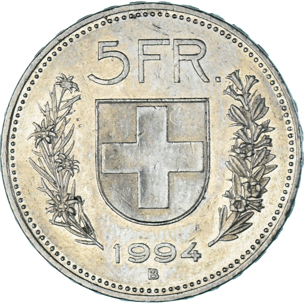 Moneda, Suiza, 5 Francs, 1994, Bern, EBC+, Cobre - níquel, KM:40a.4
