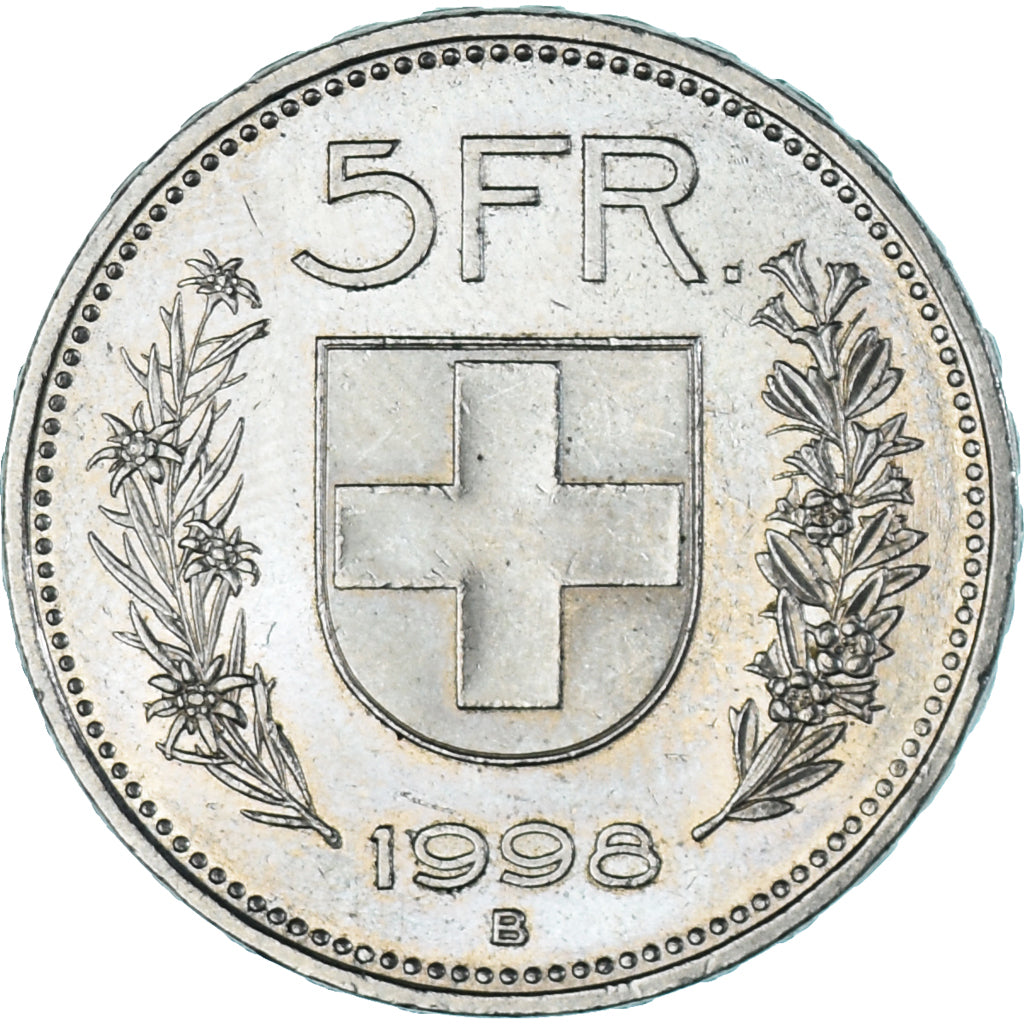 Coin, Switzerland, 5 Francs, 1998, Bern, MS(63), Copper-nickel, KM:40a.4