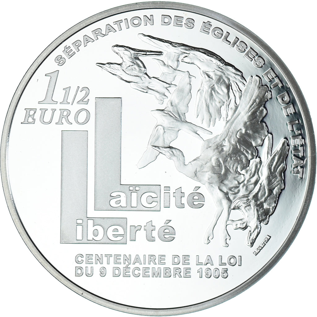 France, 1-1/2 Euro, 2005, Paris, BE, MS(65-70), Silver, KM:1436