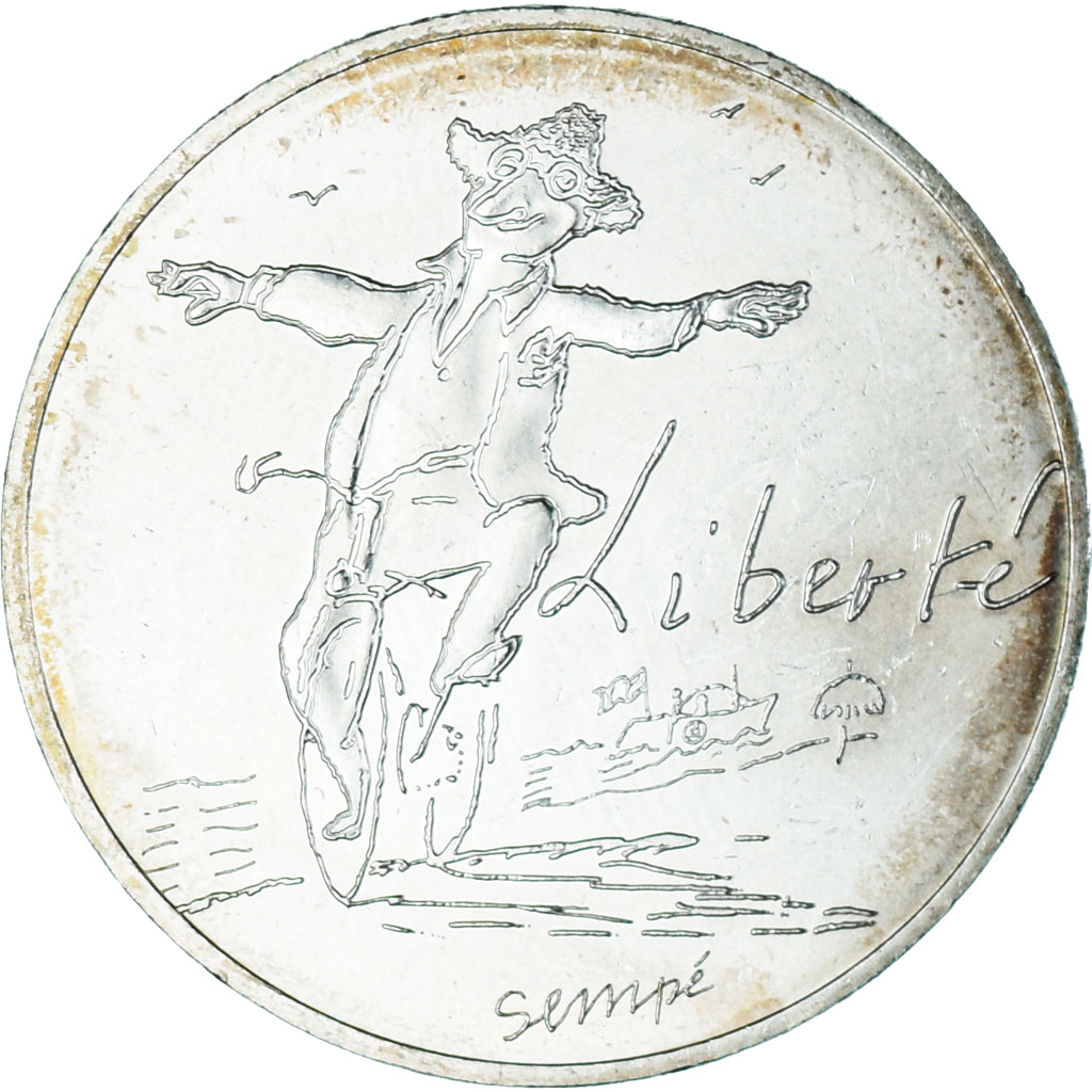 França, 10 Euro, 2014, Sempé Liberté Été, MS(60-62), Prata