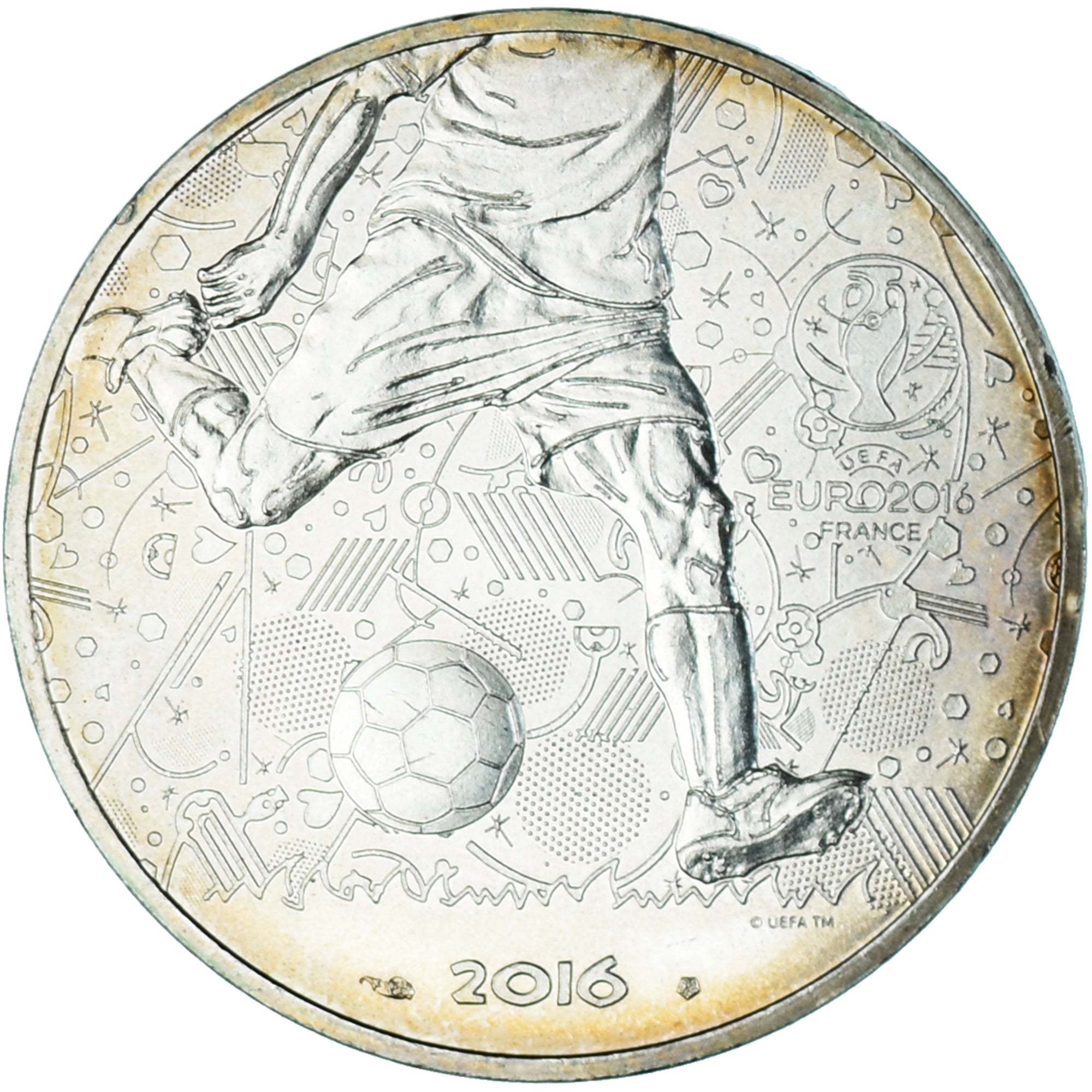 Francia, 10 Euro, 2016, Football, SC+, Plata