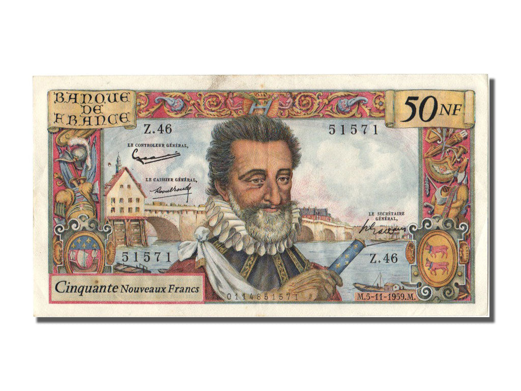 Geldschein, Frankreich, 50 Nouveaux Francs, 50 NF 1959-1961 ''Henri IV'', 1959