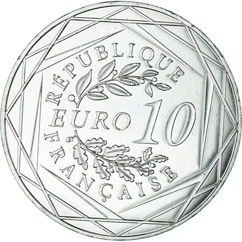 França, 10 Euro, 2014, Coq, MS(64), Prata, Gadoury:EU656