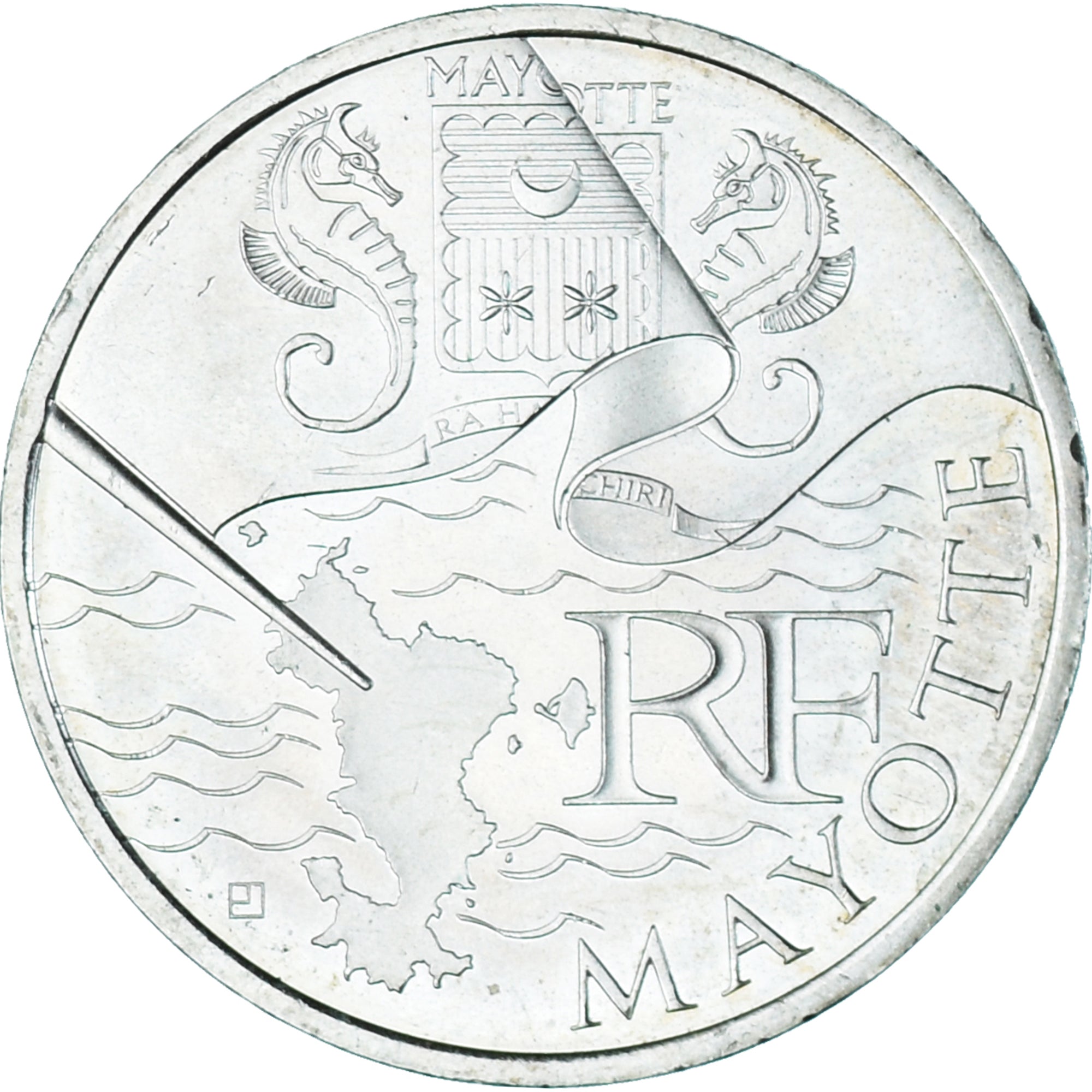 France, 10 Euro, 2011, Mayotte, MS(63), Silver