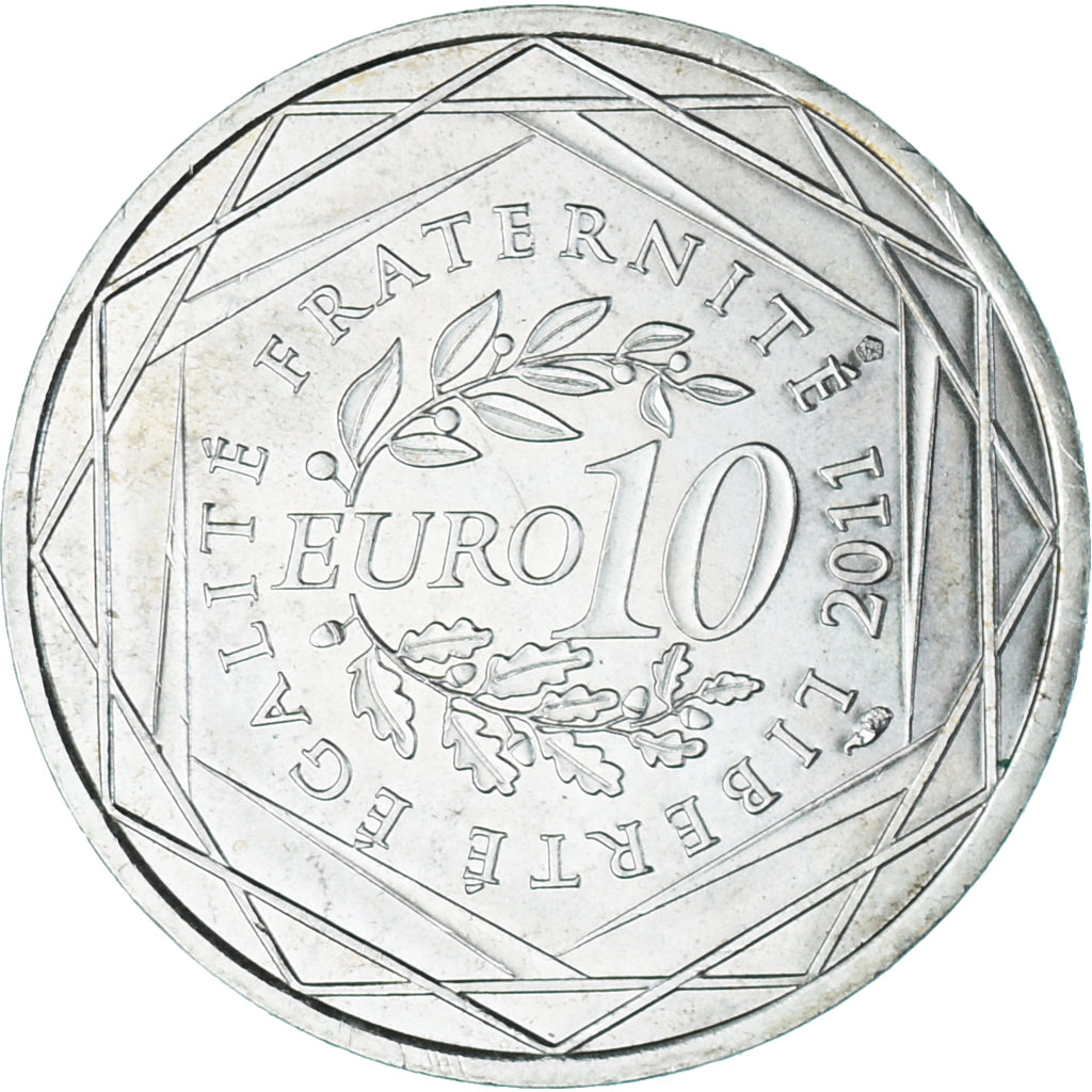 France, 10 Euro, 2011, Mayotte, MS(63), Silver