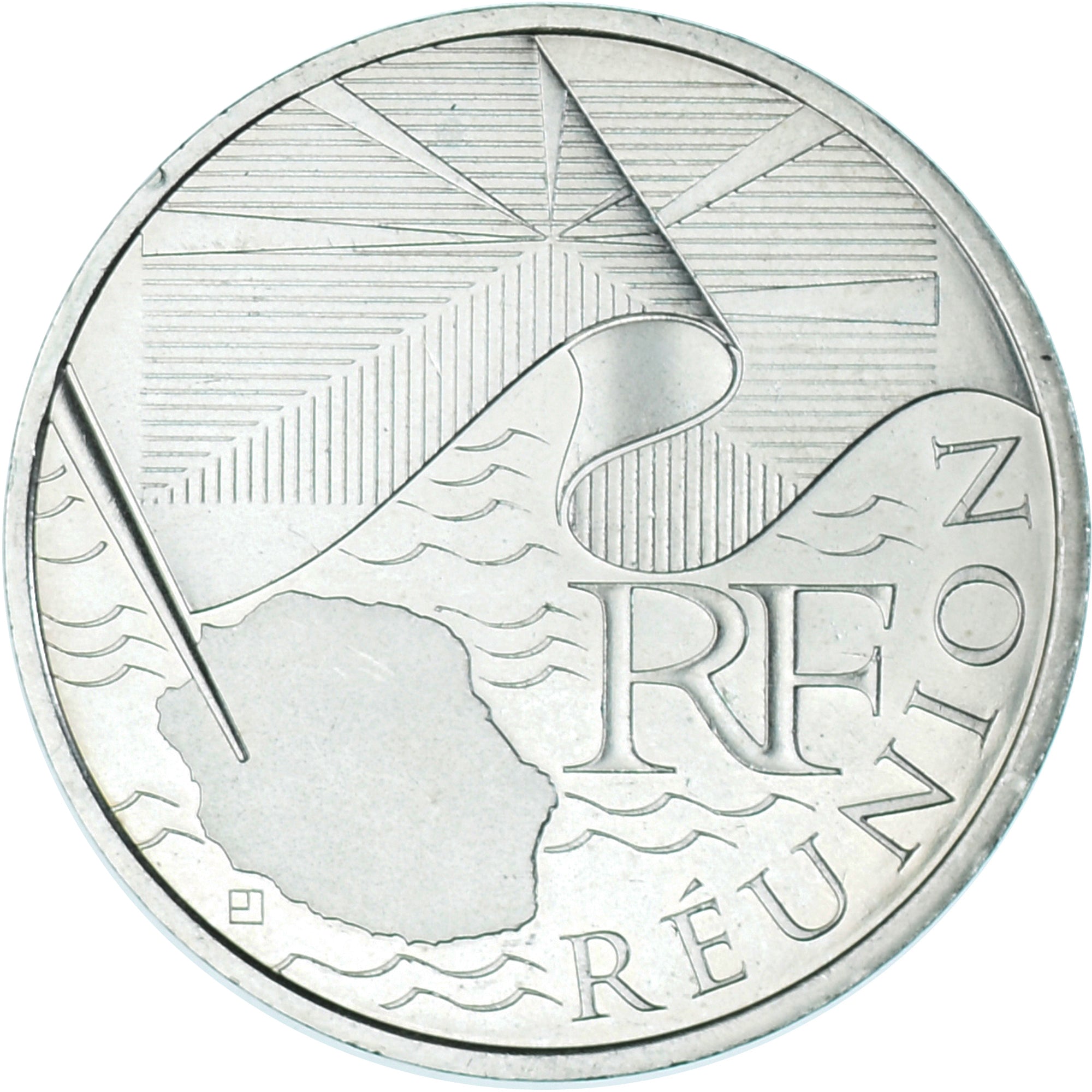 Francia, 10 Euro, 2010, Réunion, SC, Plata