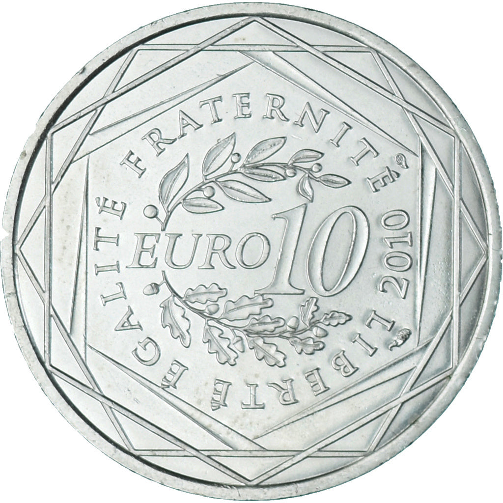 Francia, 10 Euro, 2010, Réunion, SC, Plata