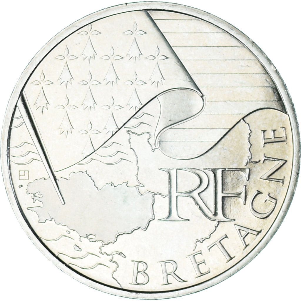 Francia, 10 Euro, 2010, Bretagne, SC+, Plata