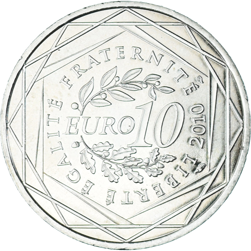 França, 10 Euro, 2010, Aquitaine, MS(64), Prata
