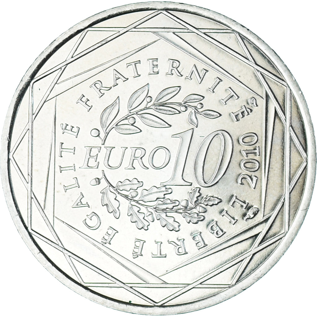 France, 10 Euro, 2010, Bourgogne, MS(63), Silver