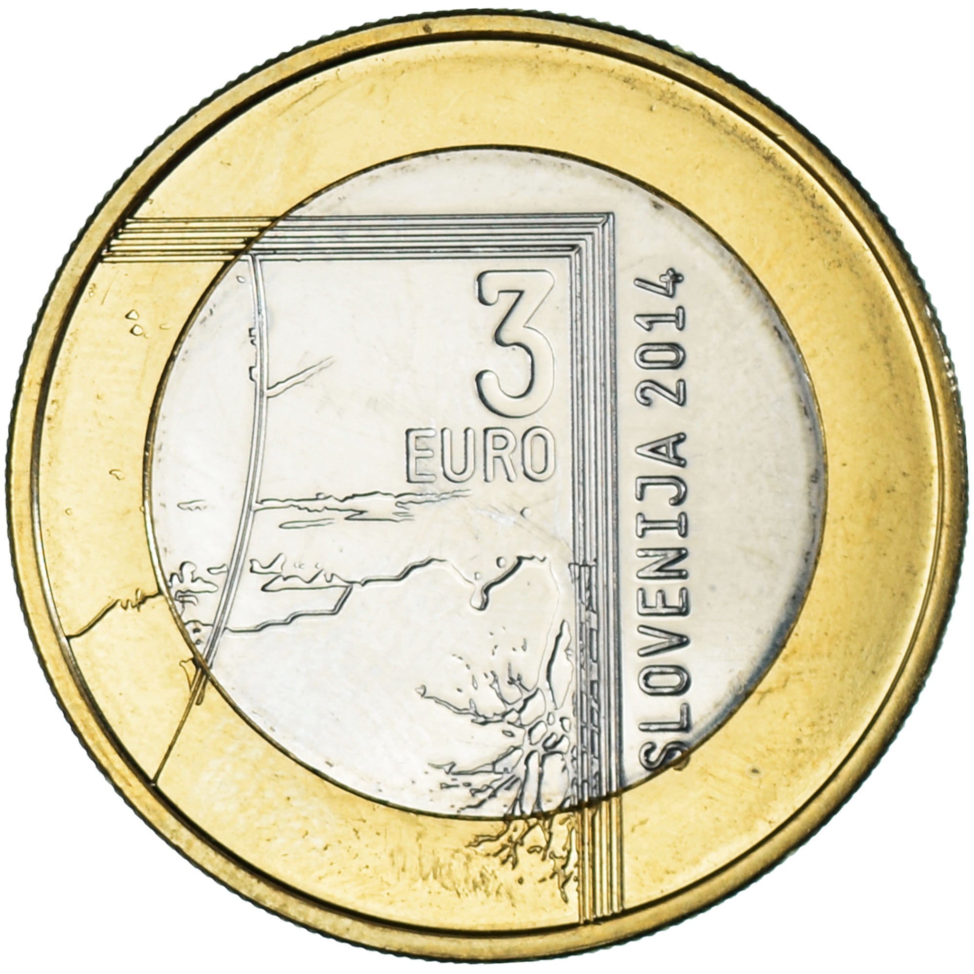 Slovenia, 3 Euro, 2014, MS(63), Bi-Metallic