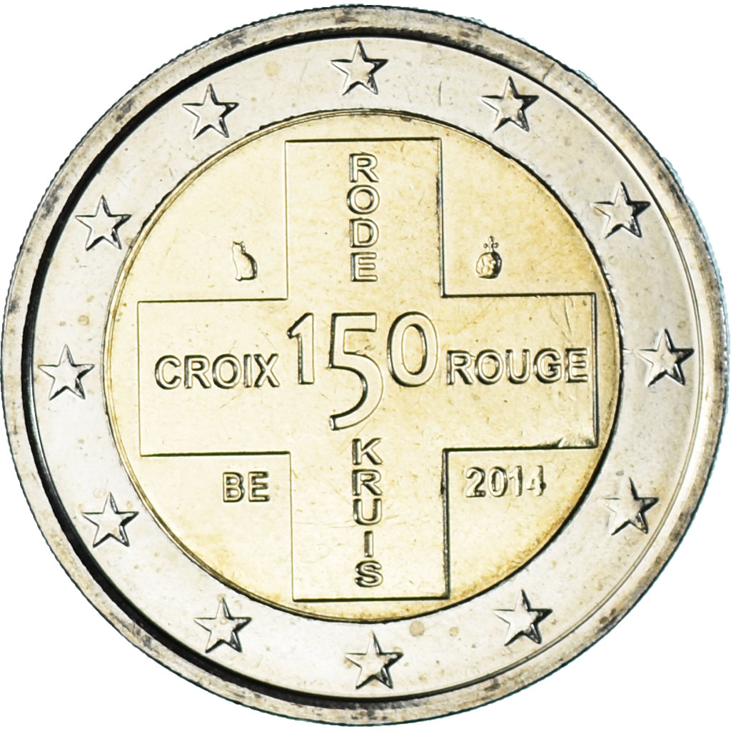 Belgium, 2 Euro, 150 ans Croix Rouge, 2014, MS(65-70), Bi-Metallic