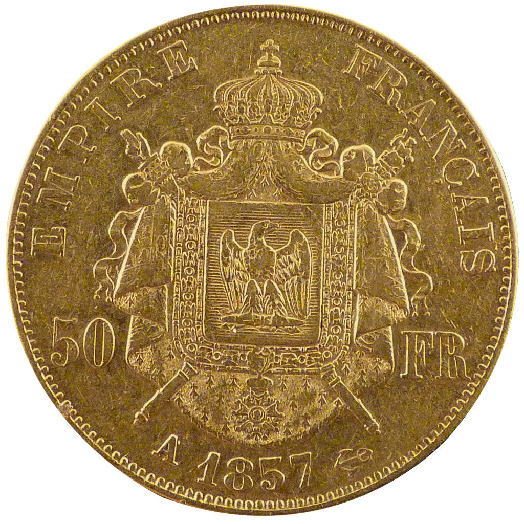 FRANCE, Napoléon III, 50 Francs, 1857, Paris, KM #785.1, EF(40-45), Gold, Gadour